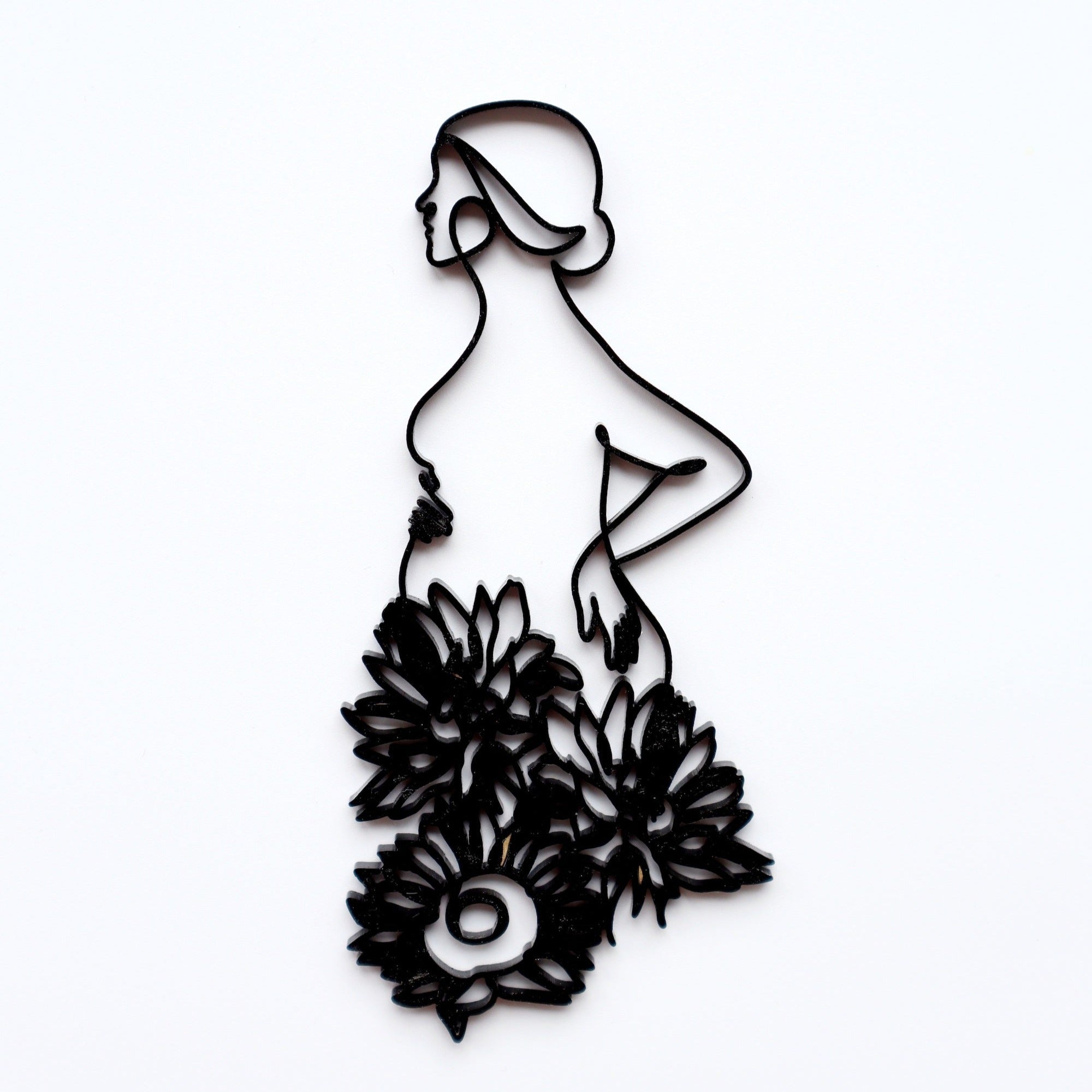 Line Art Floral Pregnant lady charm